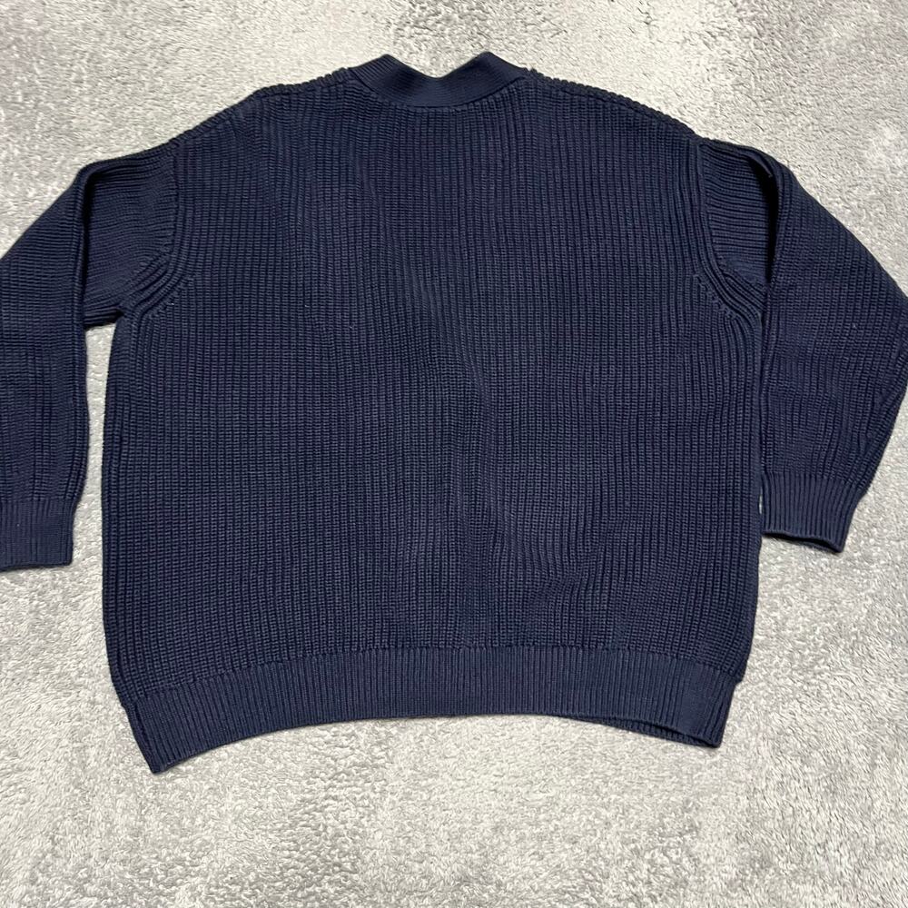 Quince Sweater Womens Medium Blue Organic Fisherman Boxy Heavy Knit Cardigan - Picture 3 of 7